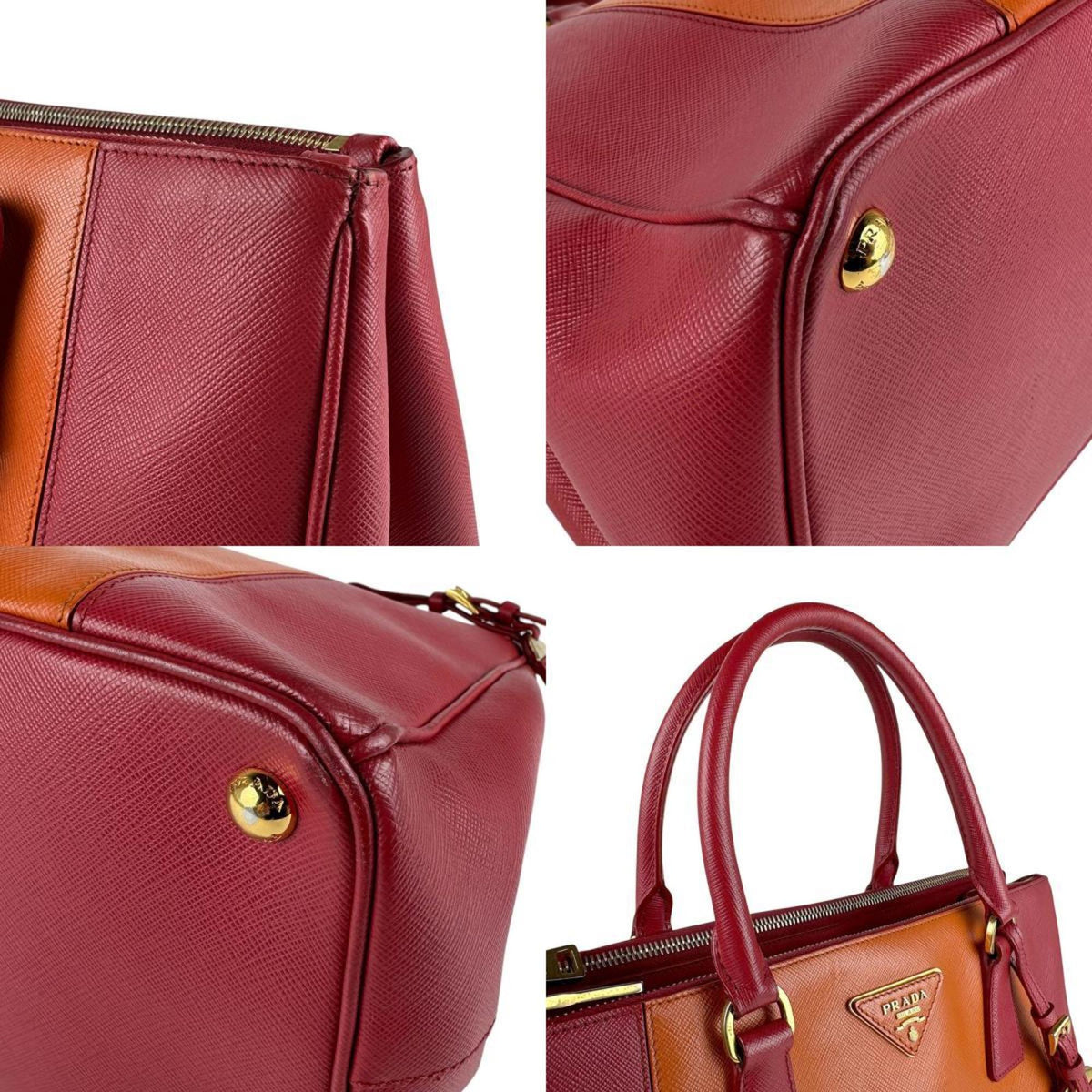 Bicolor Double Zip Lux Tote Saffiano Leather Medium