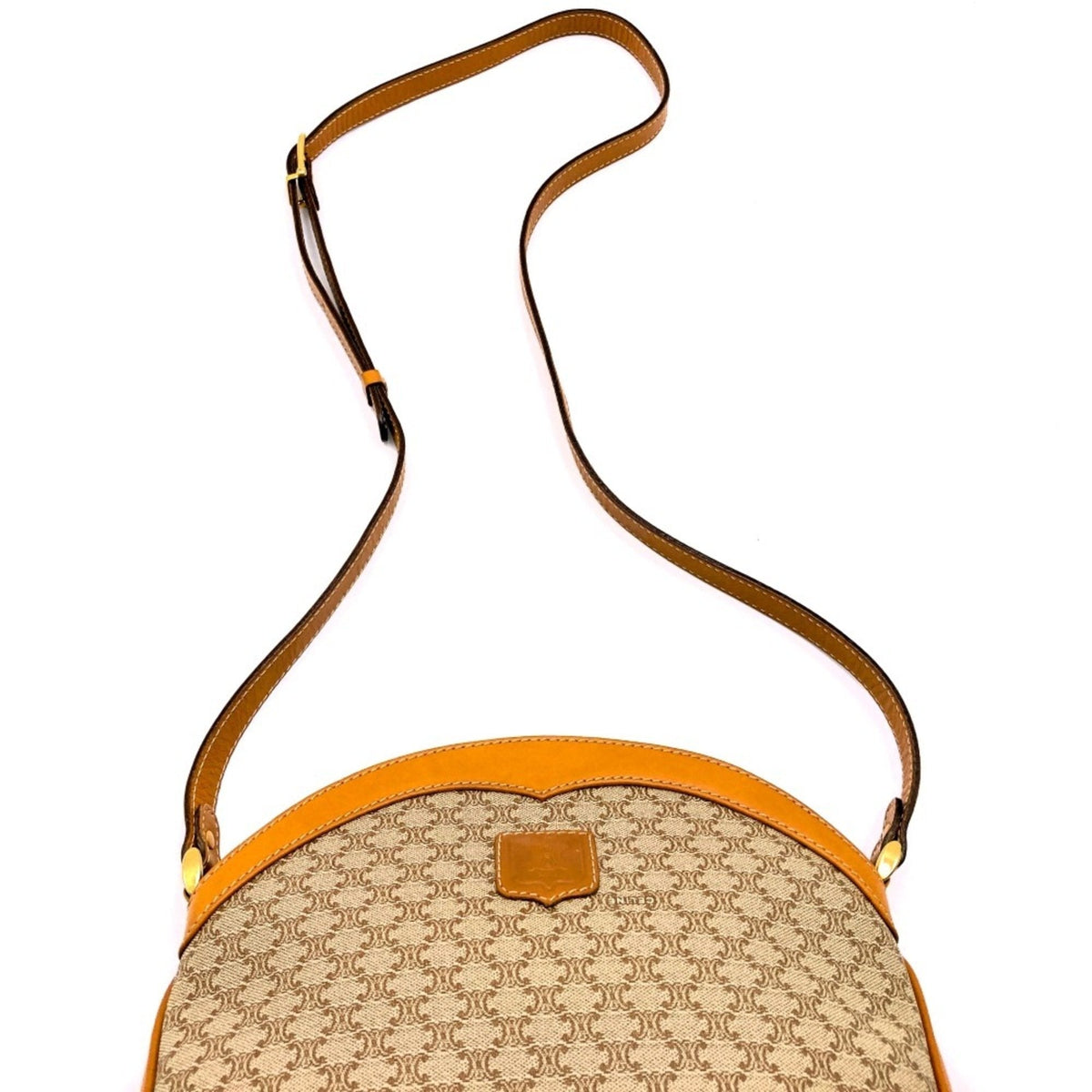 Vintage Saddle Flap Shoulder Bag Macadam Coated Canvas Small