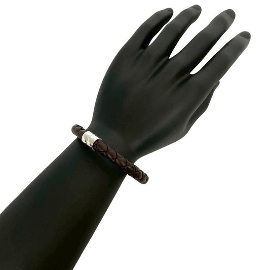 Intrecciato Bracelet Leather and Sterling Silver