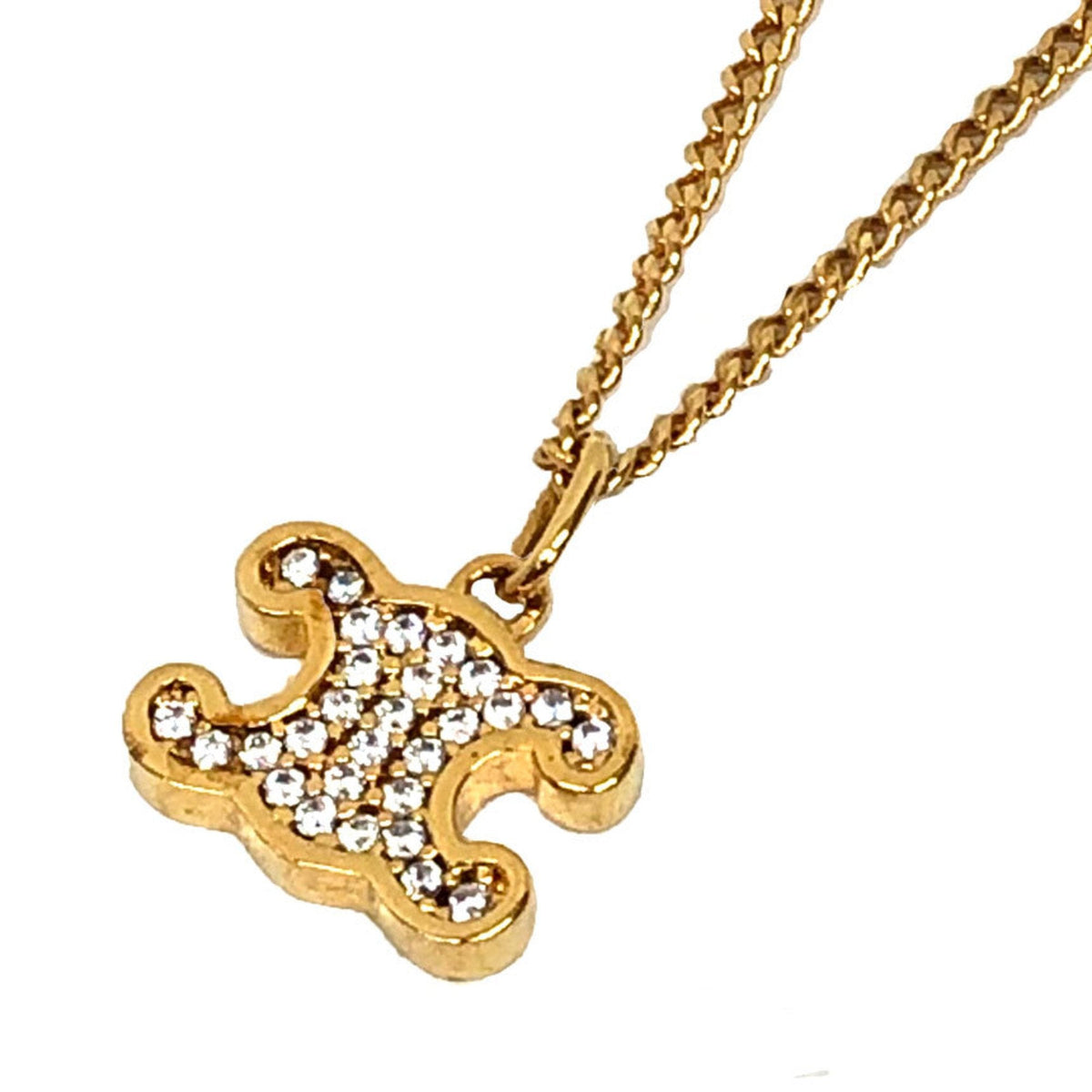 Triomphe Pendant Necklace Gold with Rhinestone