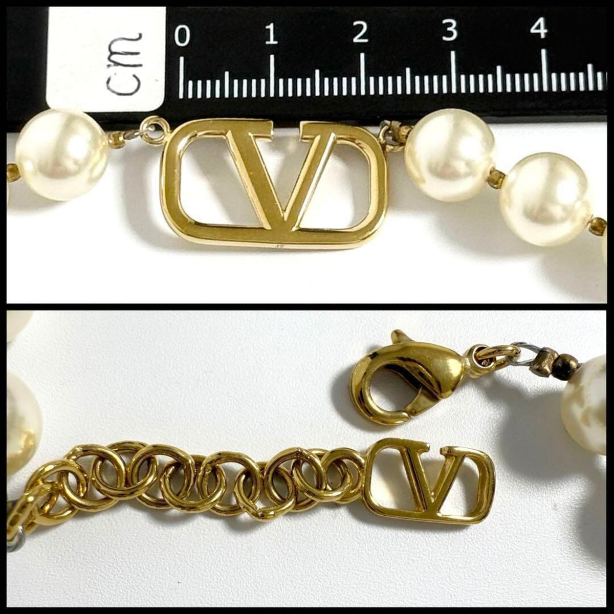 V Pendant Necklace Artificial Pearl and Metal