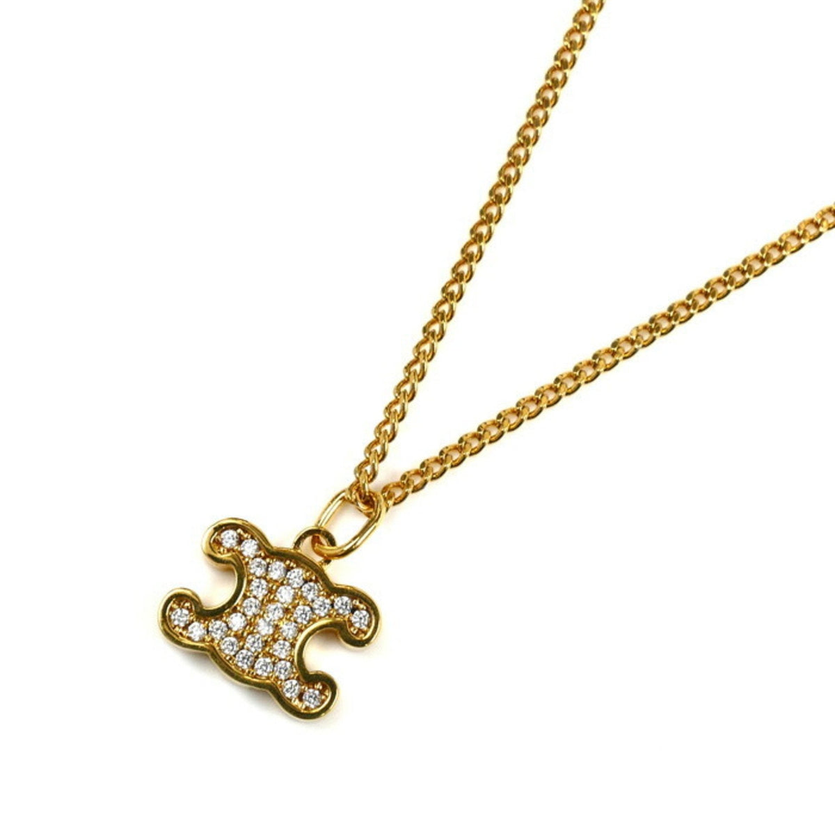 Pendant Necklace Gold with Rhinestone