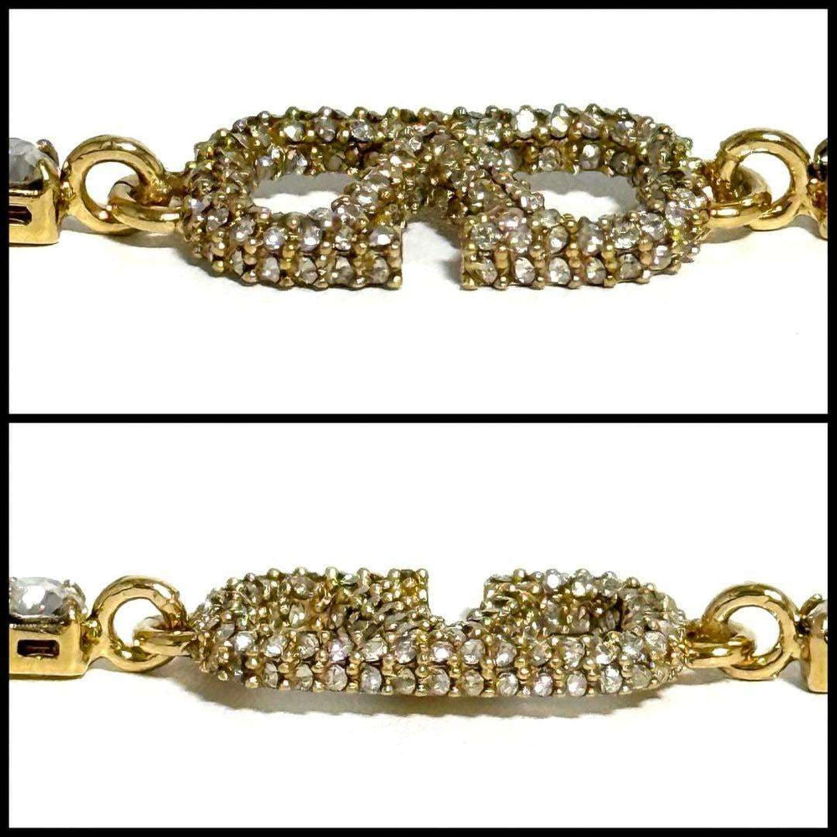 V Signature Bracelet Metal and Rhinestone