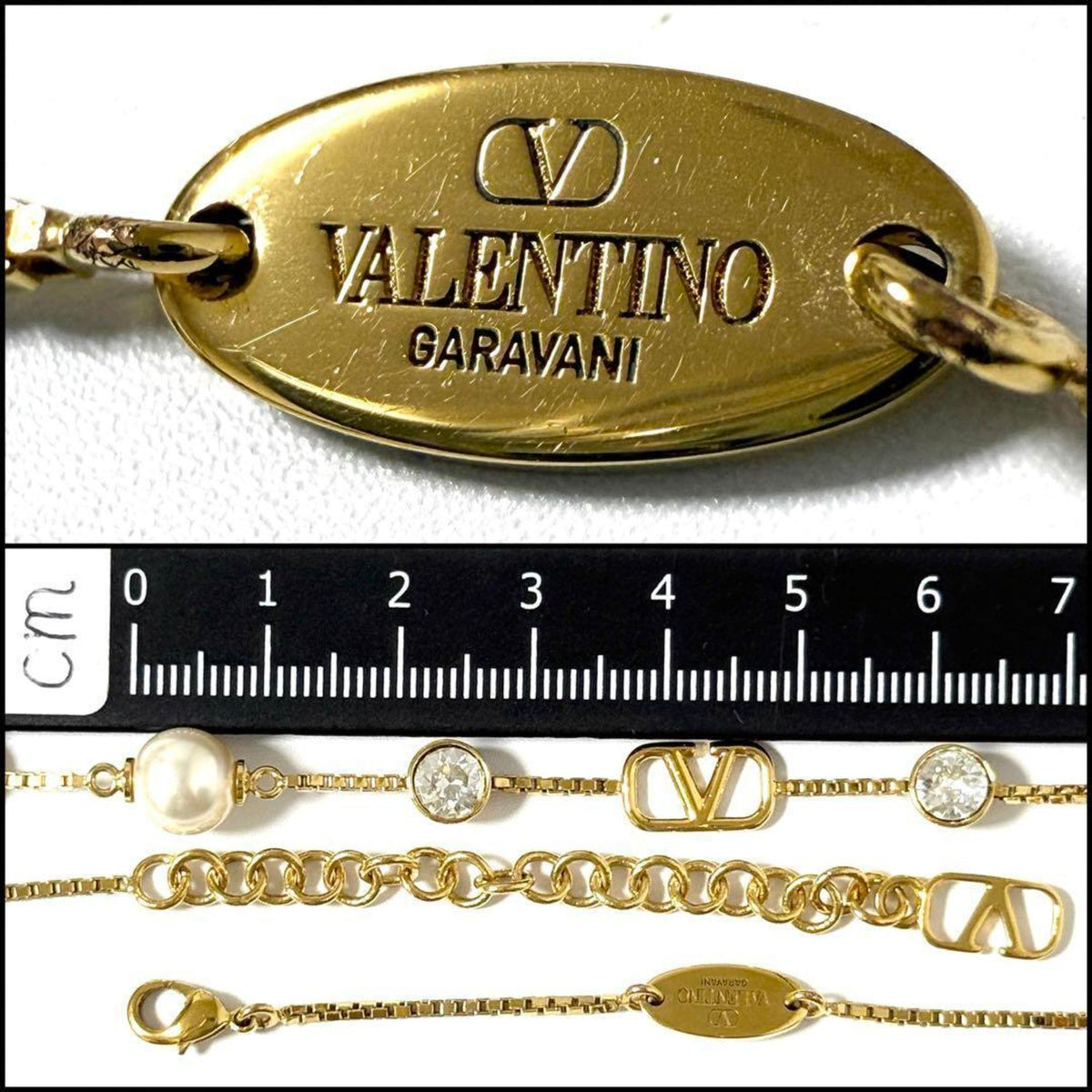 Station V Pendant Necklace Metal and Rhinestone