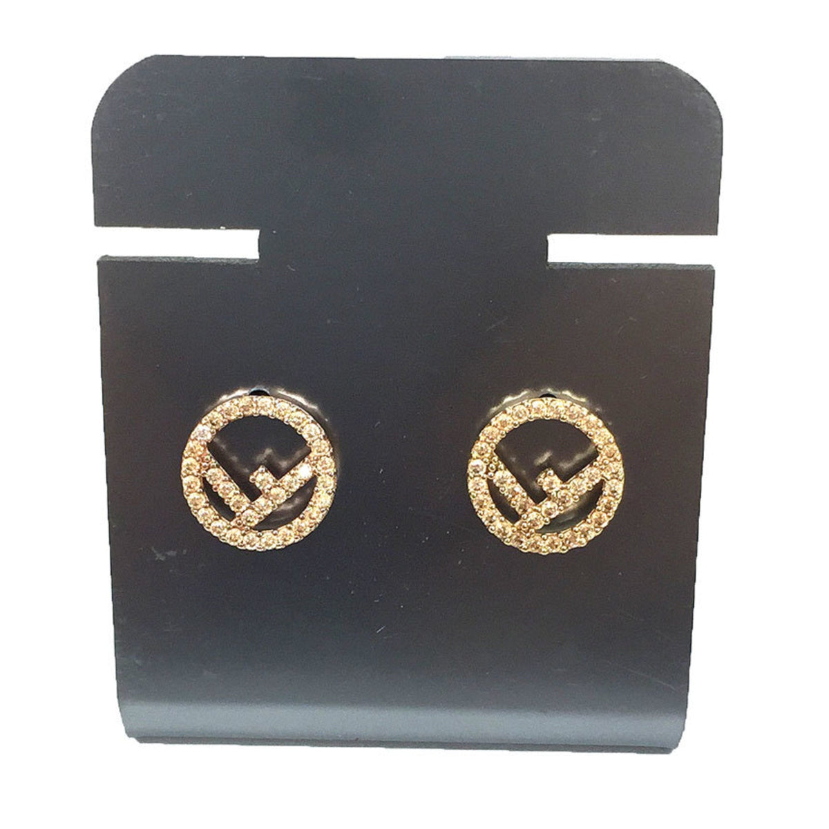 Rhinestone Earrings Bronze