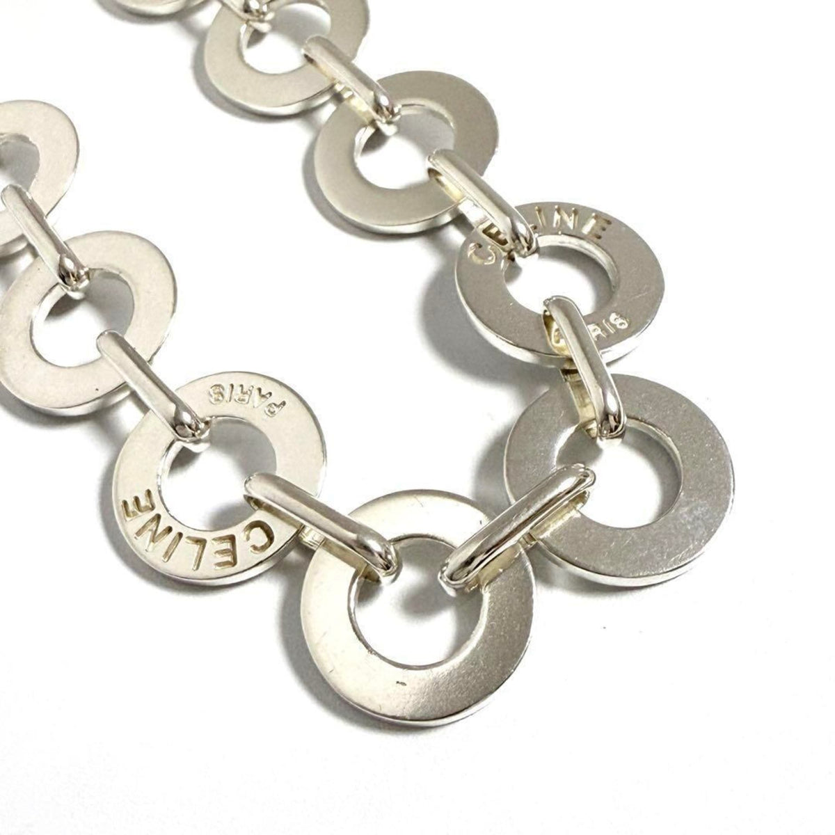 Vintage Circle Link Pendant Necklace Sterling Silver