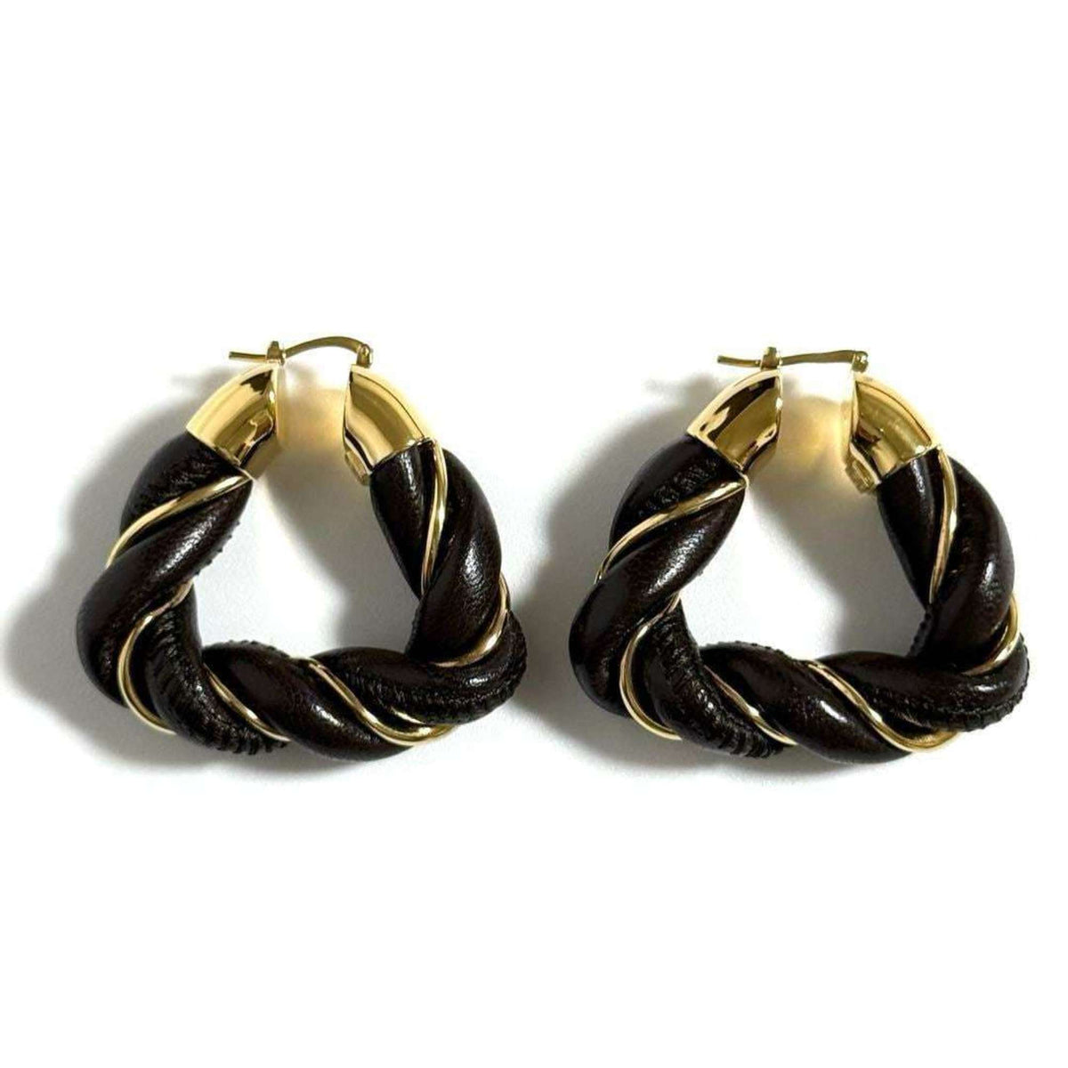 Earrings Hoop Leather and Sterling Silver