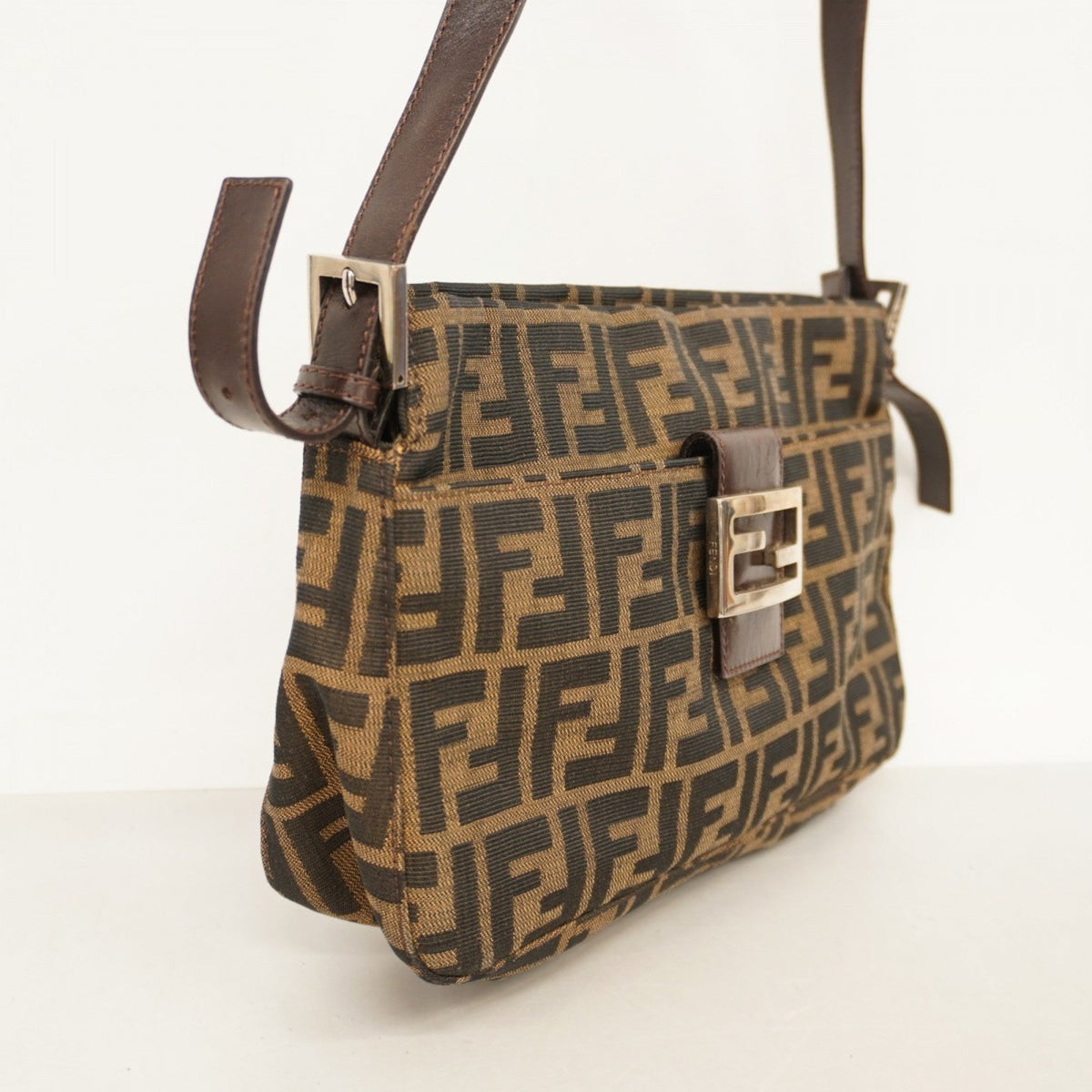 Vintage Pocket Shoulder Bag Zucca Canvas Small