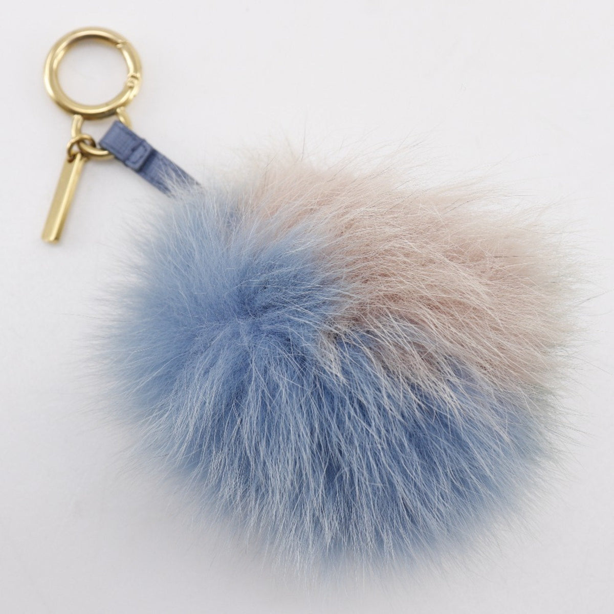 Pom Pom Charm Fur and Leather Blue Green Pink Handbag Charm