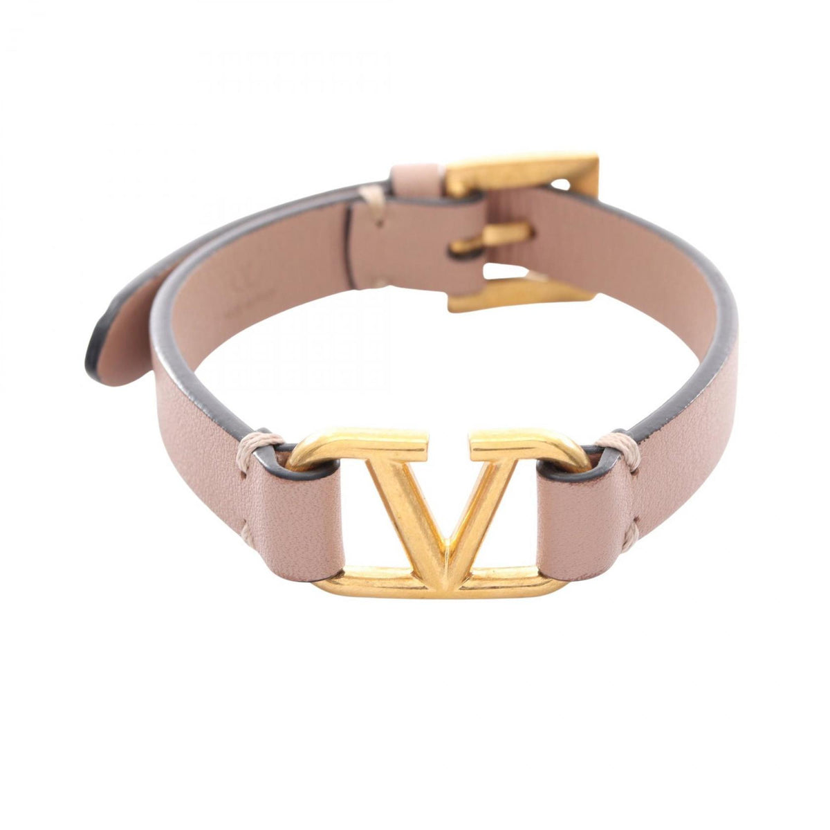 V Bracelet Gold and Leather