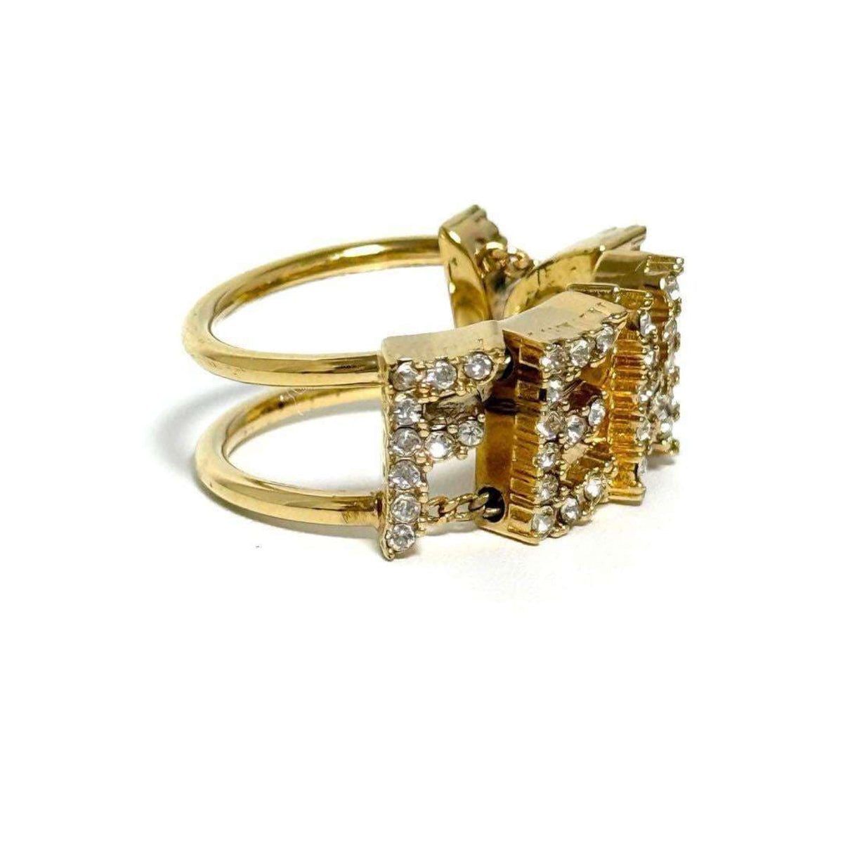 Wide Ring Metal and Rhinestone