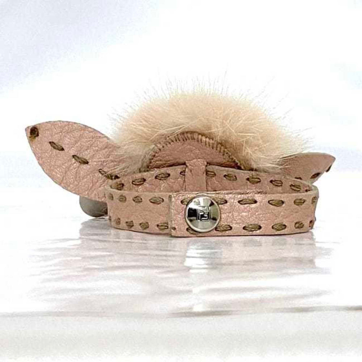 Charm Bracelet Fur and Leather Pink