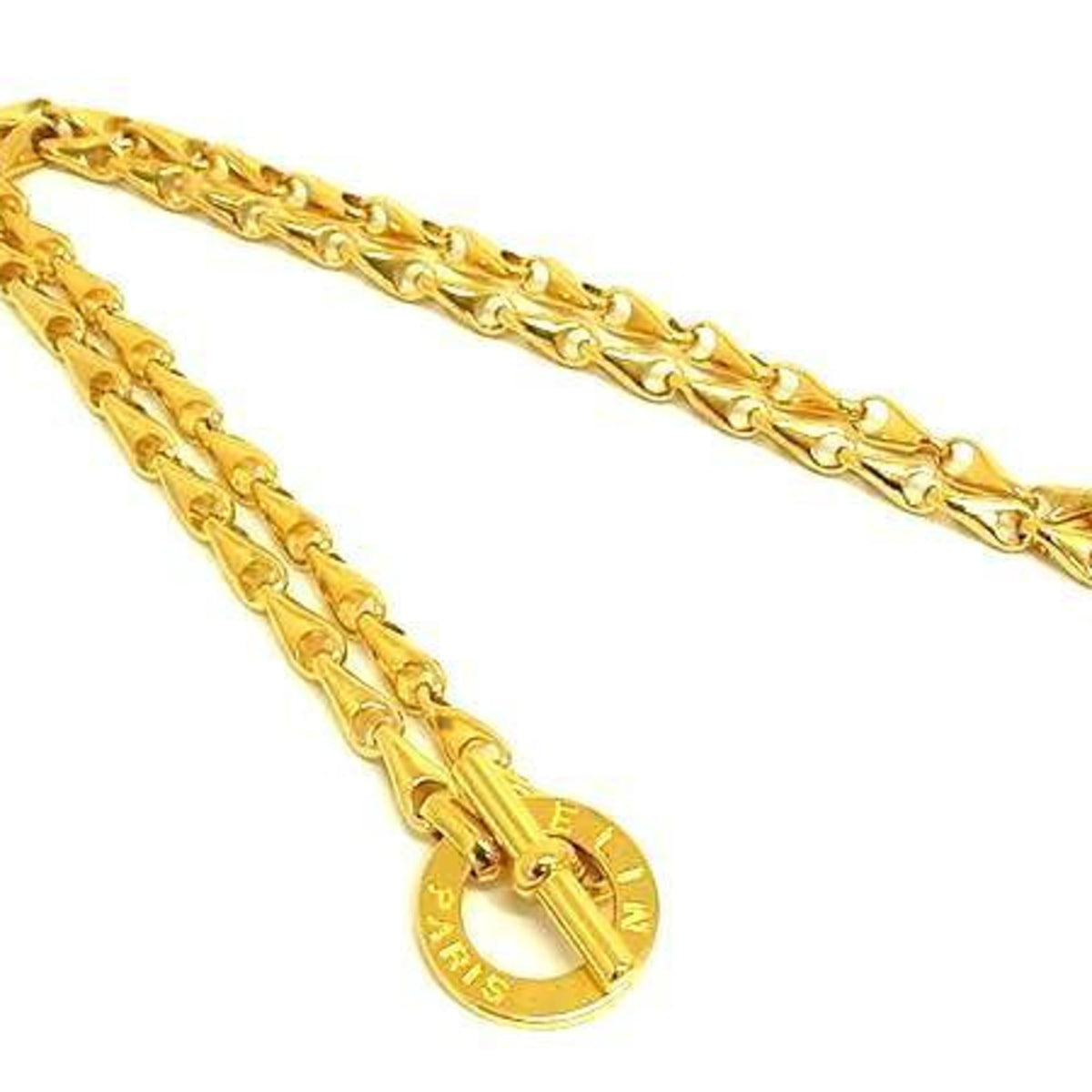Circle Long Pendant Necklace Gold Metal