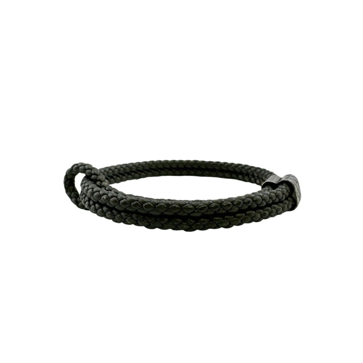Intrecciato Bangle Leather Gray Bracelet
