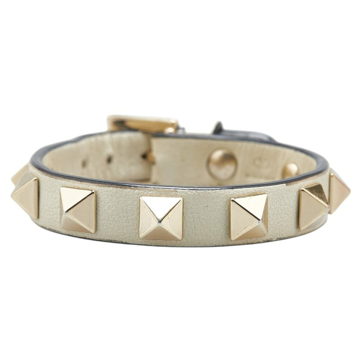 Rockstud Bracelet Leather White and Gold