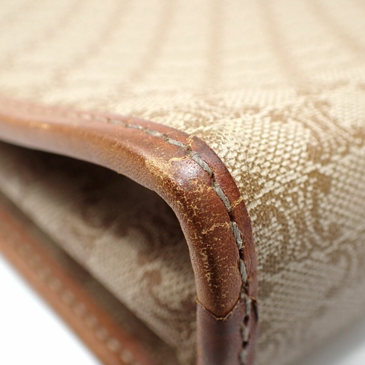 Vintage Saddle Flap Shoulder Bag Macadam Coated Canvas Small