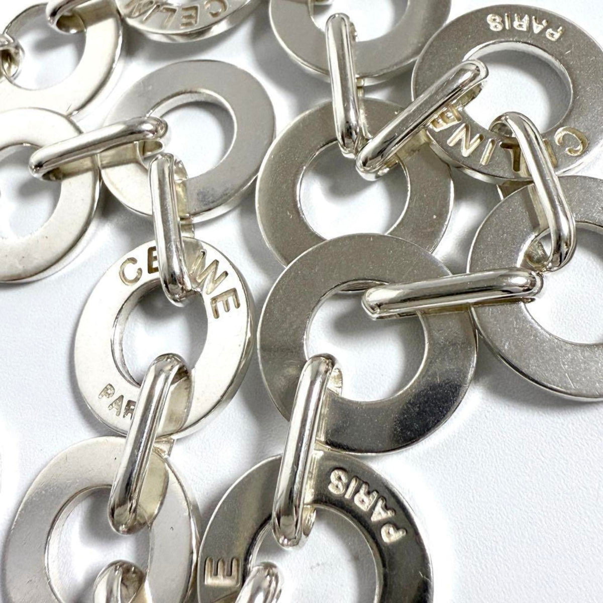 Vintage Circle Link Pendant Necklace Sterling Silver