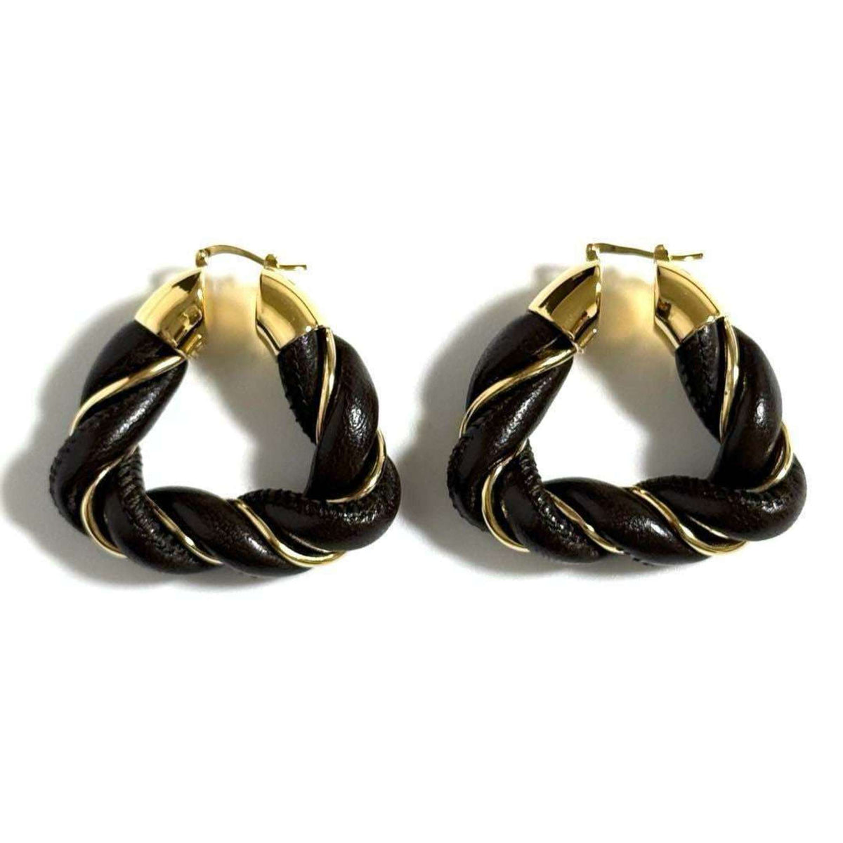 Earrings Hoop Leather and Sterling Silver