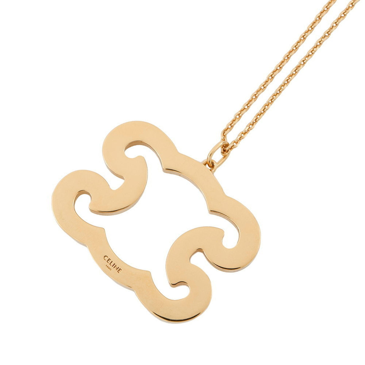 Pendant Necklace Gold Metal with Rhinestone