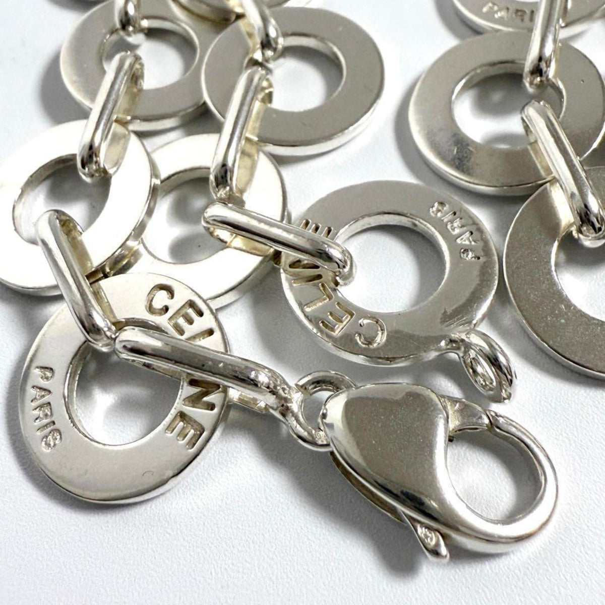 Vintage Circle Link Pendant Necklace Sterling Silver
