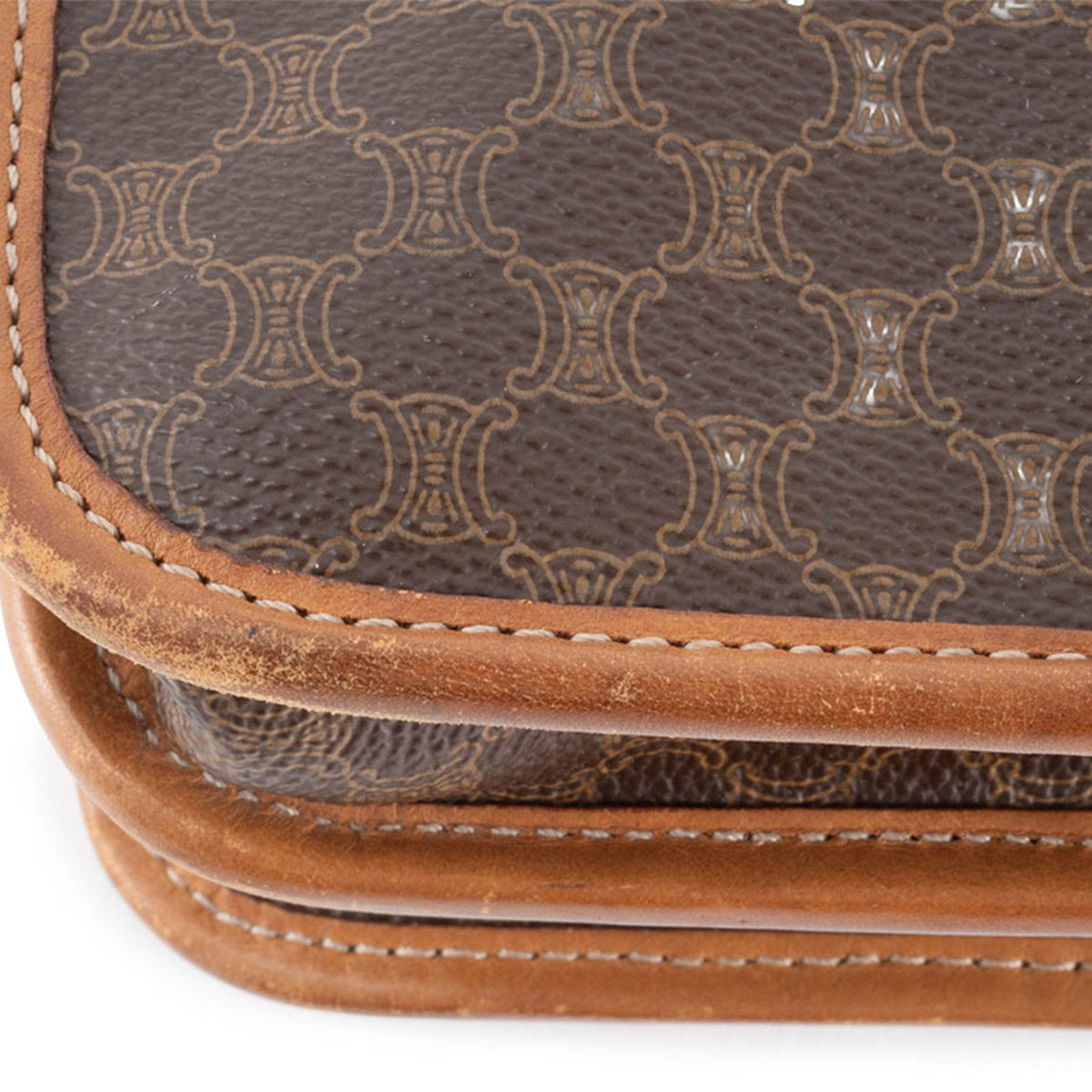 Vintage Saddle Flap Shoulder Bag Macadam Coated Canvas Small