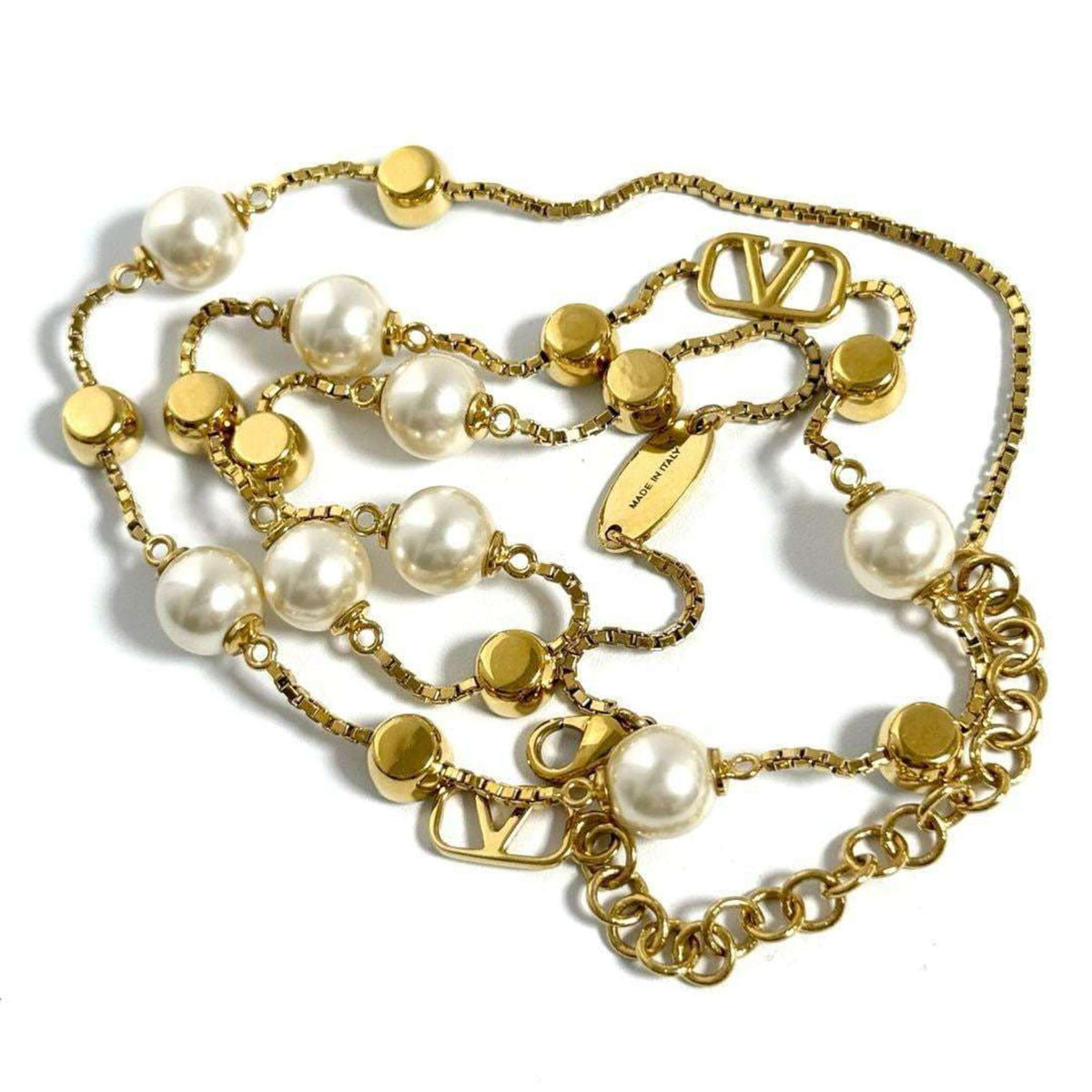 Station V Pendant Necklace Metal and Rhinestone