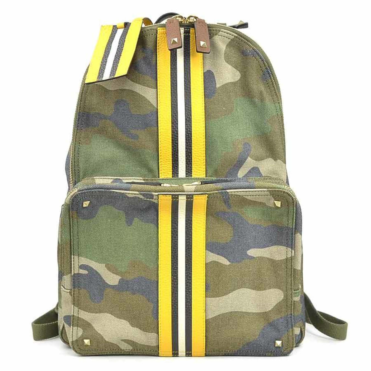 Camouflage Stripe Backpack Canvas with Leather Large