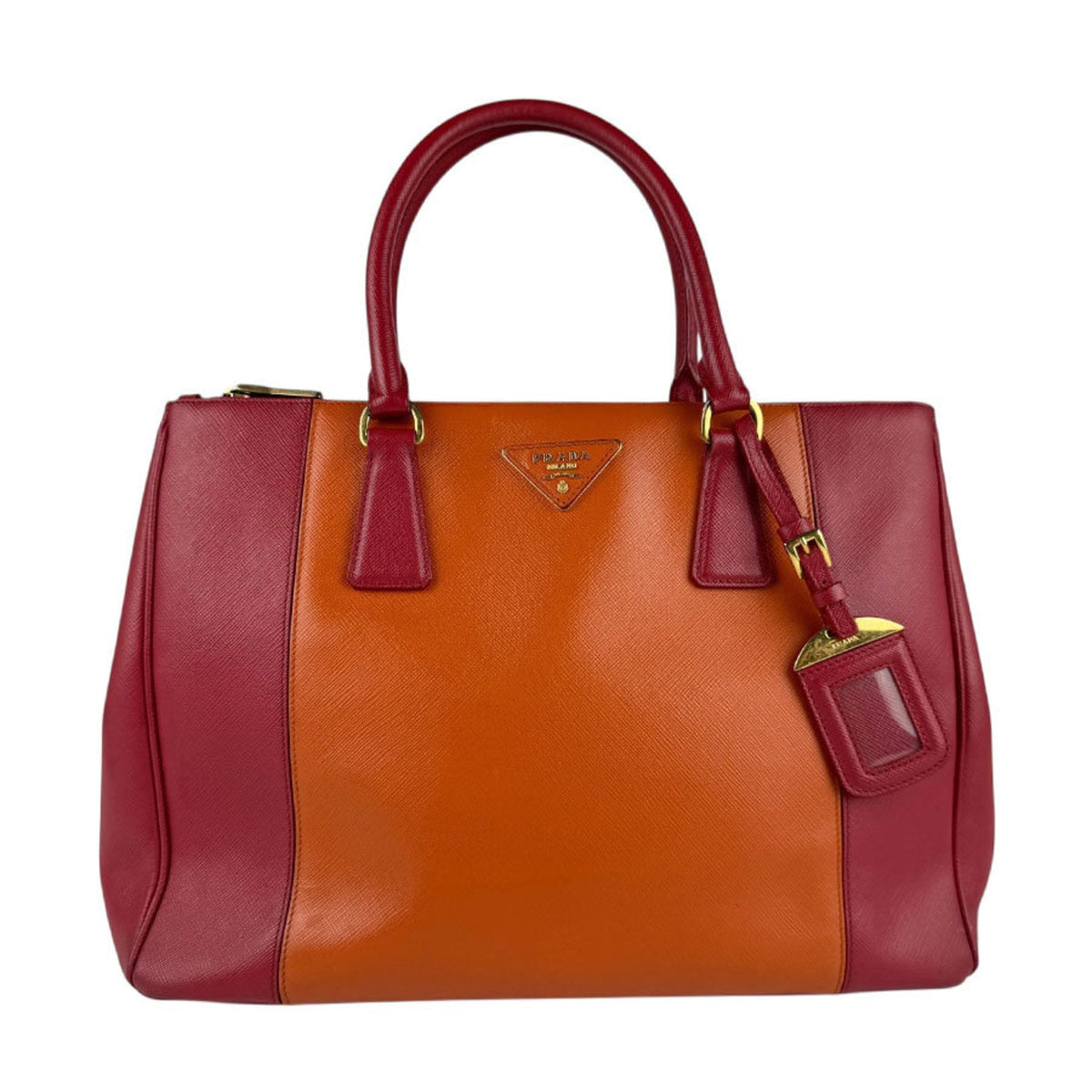 Bicolor Double Zip Lux Tote Saffiano Leather Medium