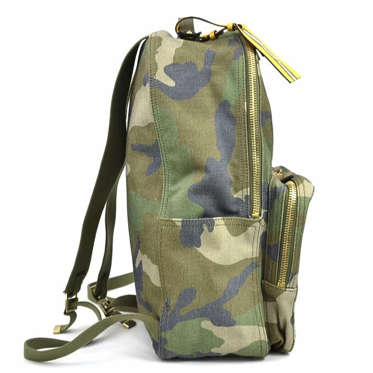 Camouflage Stripe Backpack Canvas with Leather Large