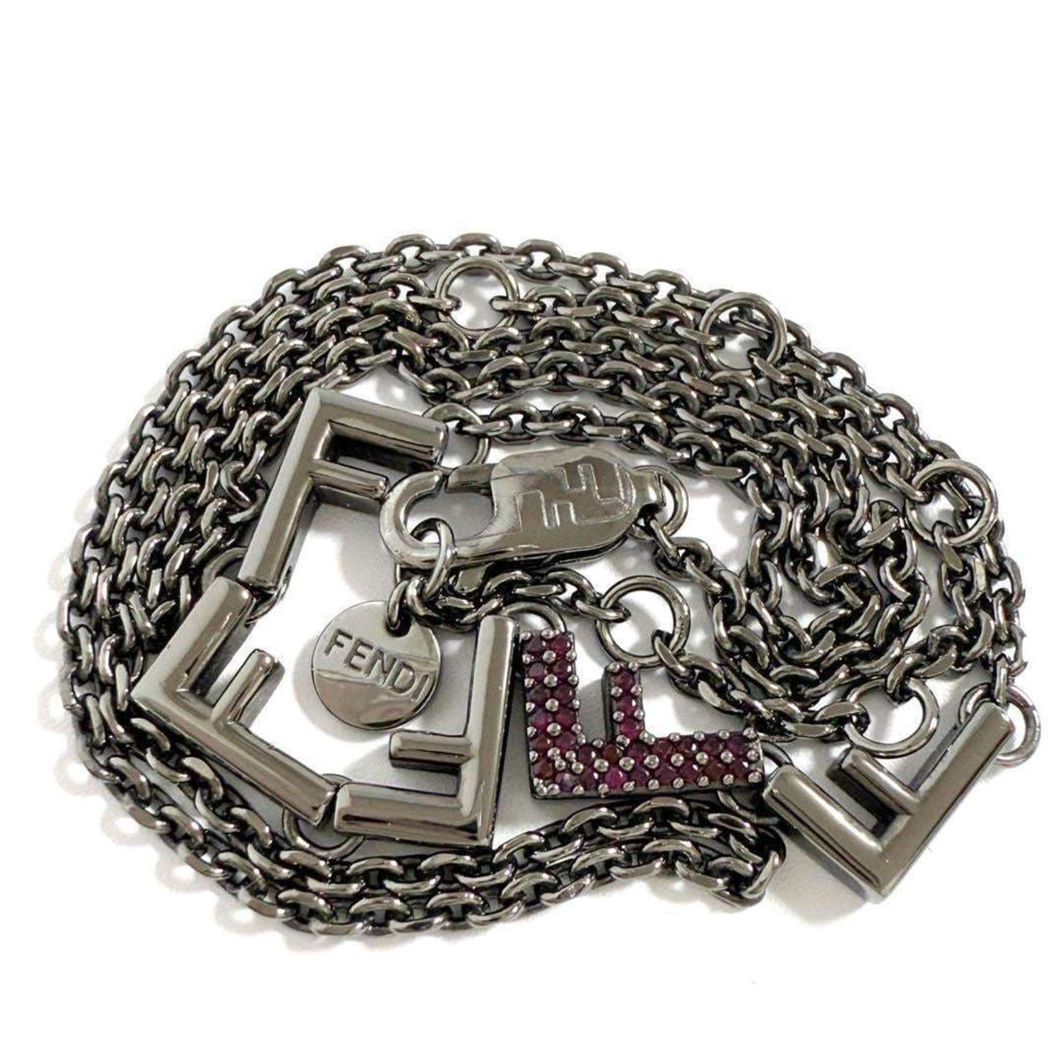 Five Pendant Necklace Metal and Rhinestone