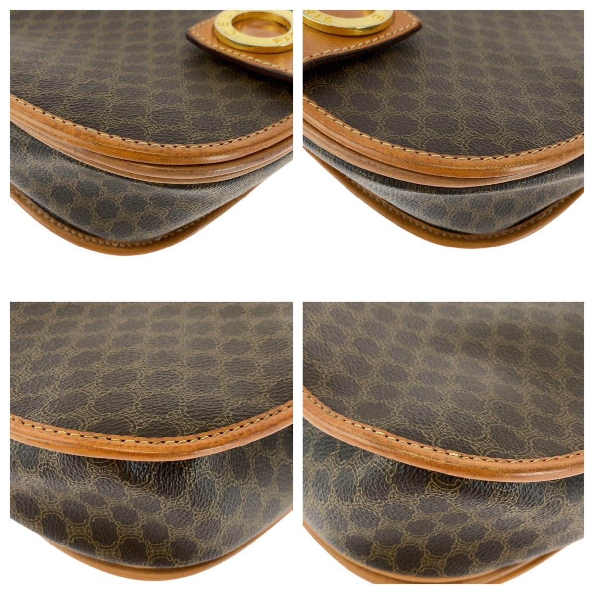 Vintage Saddle Flap Shoulder Bag Macadam Coated Canvas Small