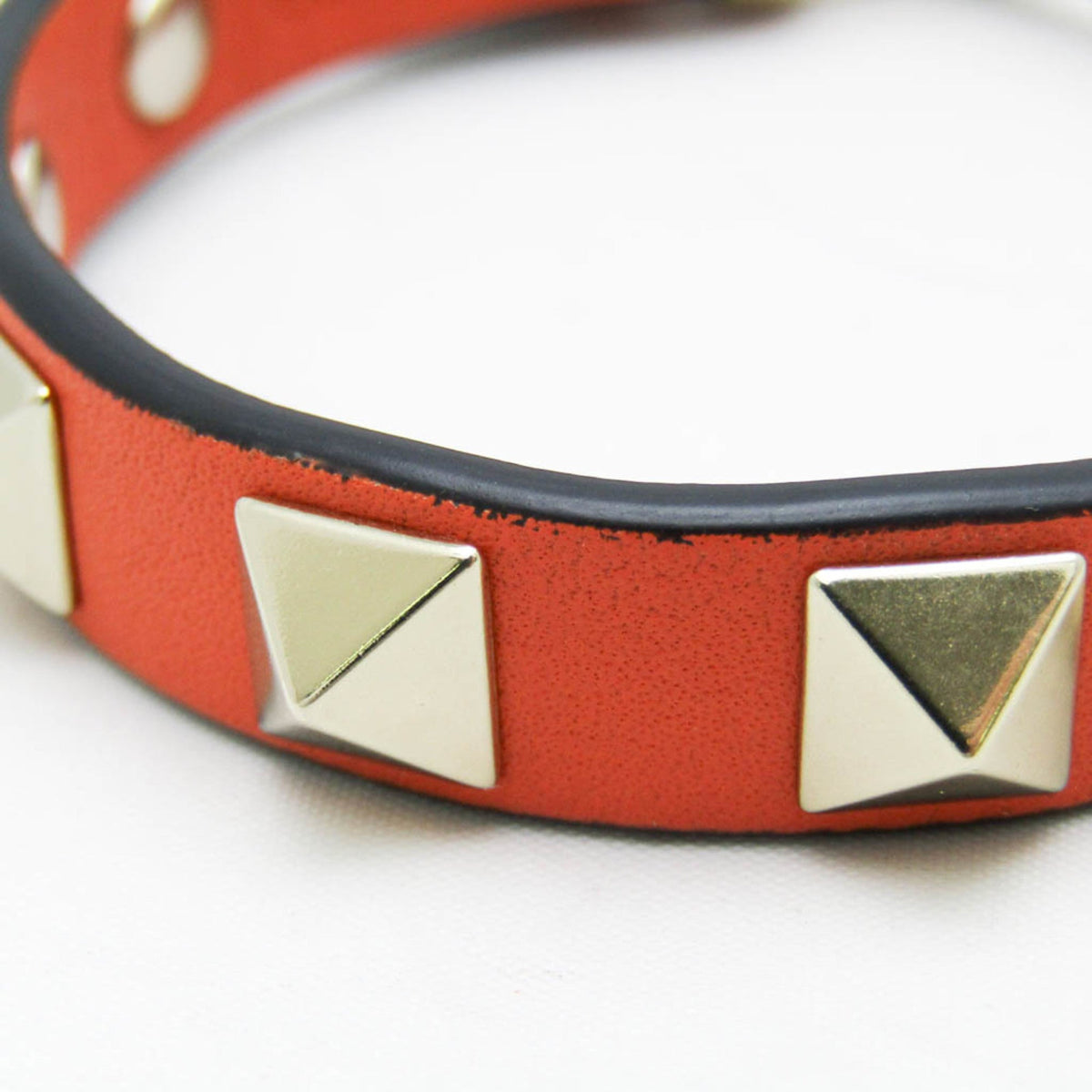 Rock Studs Bracelet Leather and Metal Gold Orange