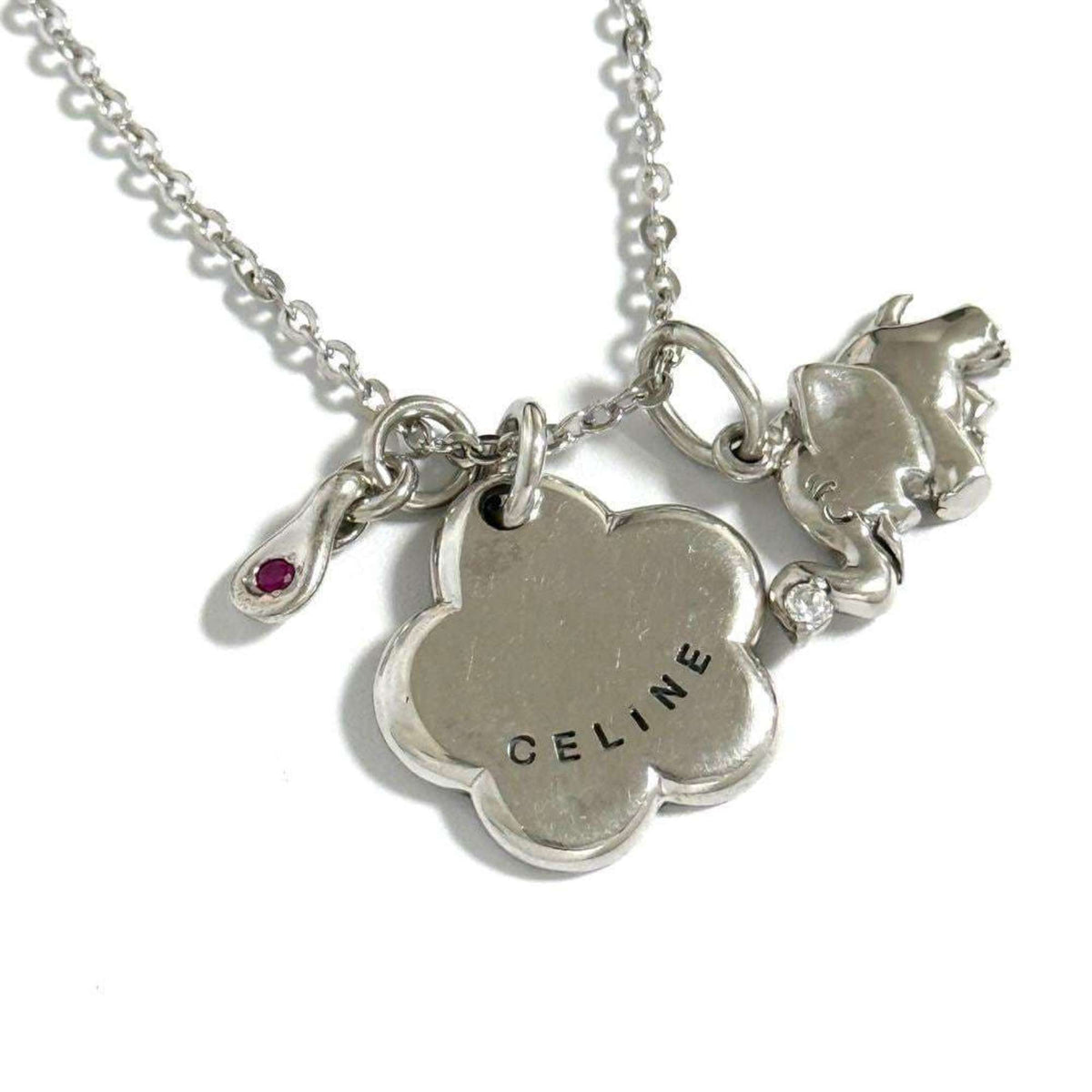 Pendant Necklace Sterling Silver with Ruby