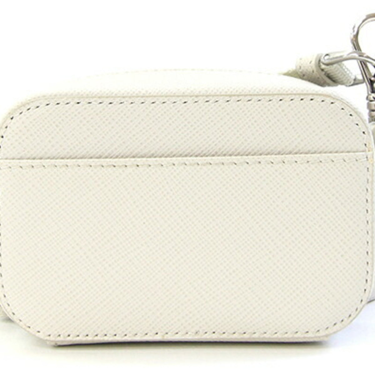 Triangle Double Zip Pouch Bag with Chain Saffiano Leather Mini