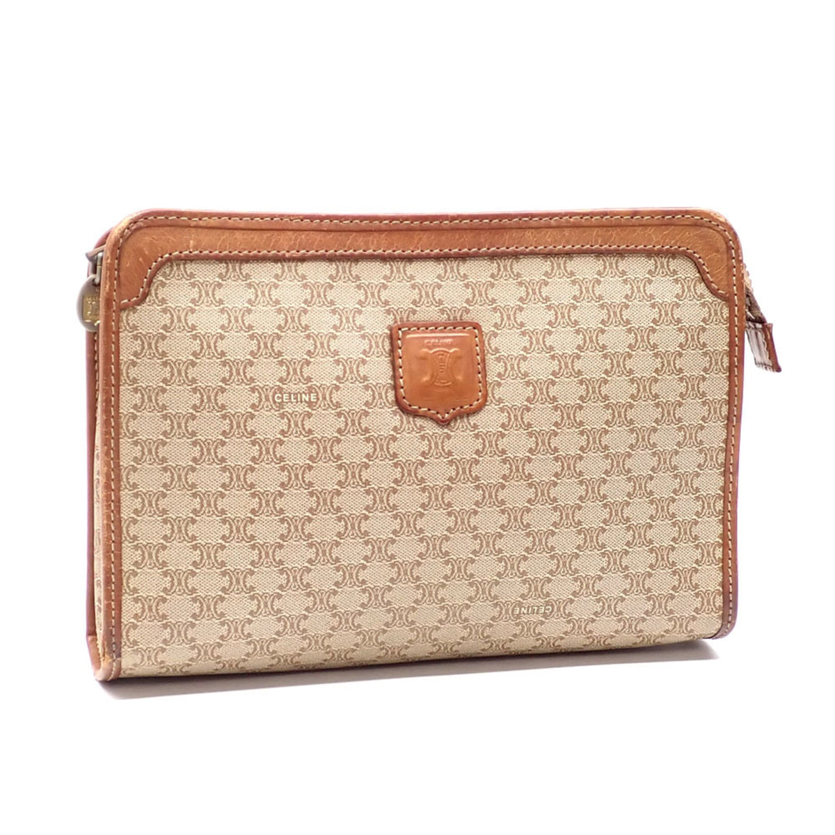 Vintage Saddle Flap Shoulder Bag Macadam Coated Canvas Small