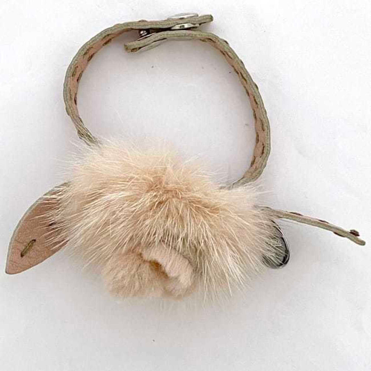 Charm Bracelet Fur and Leather Pink