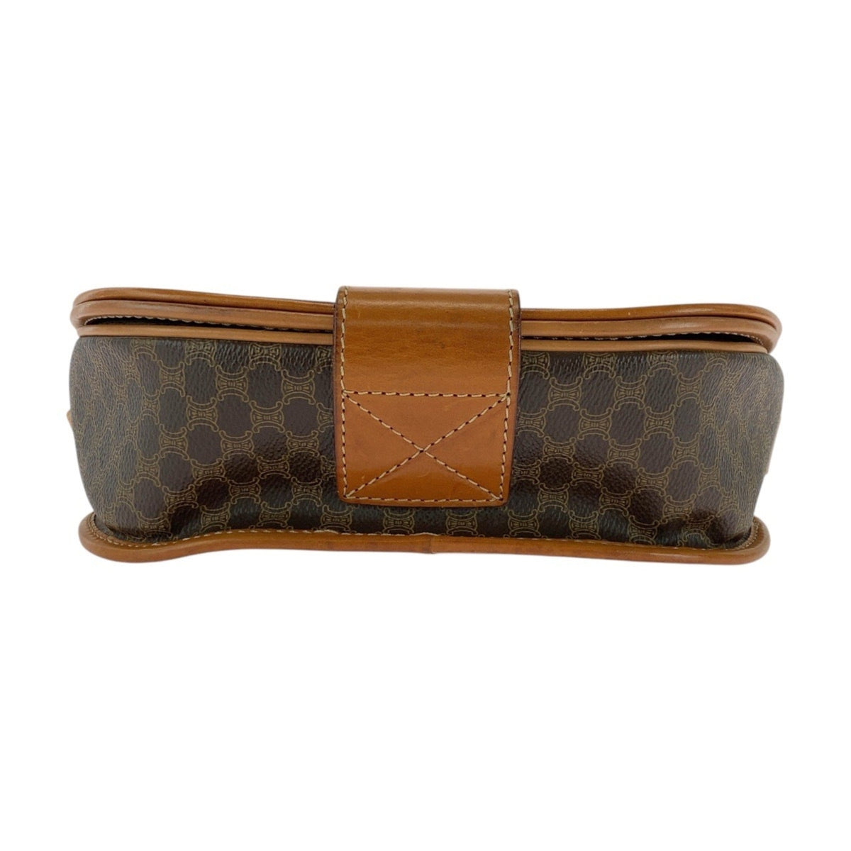 Vintage Saddle Flap Shoulder Bag Macadam Coated Canvas Small