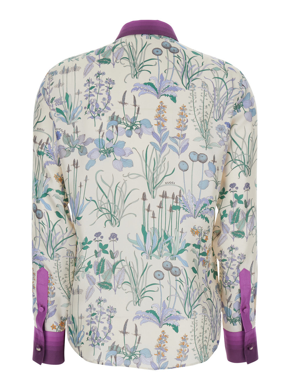 Gucci Women Multicolor Shirt With Classic Collar And All-Over Print In Silk For Women