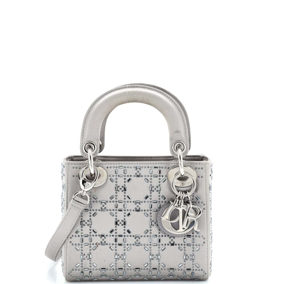 Lady Dior Bag Crystal Embellished Cannage Quilt Satin Mini