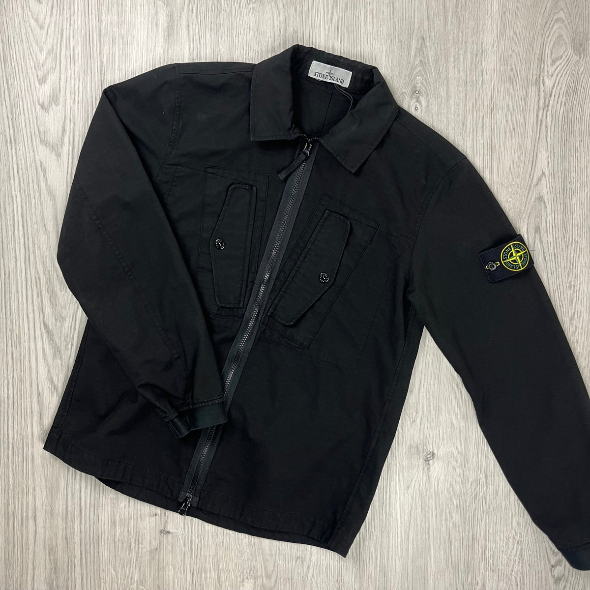 Stone Island Zip Overshirt - Black
