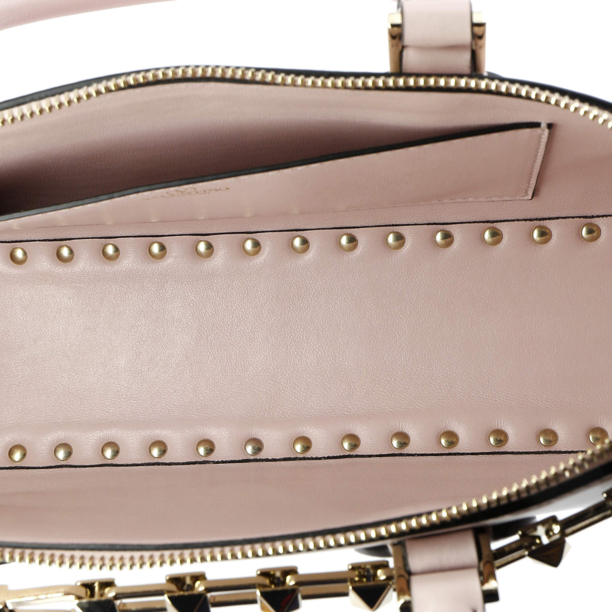 Rockstud Zip Up Top Handle Bag Leather East West
