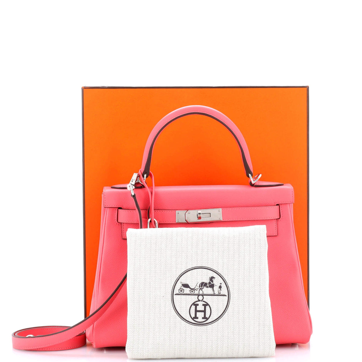 Kelly Handbag Rose Azalée Evercolor with Palladium Hardware 28