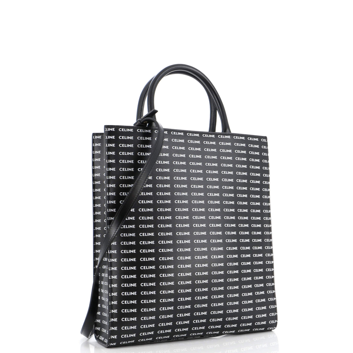 Vertical Cabas Tote All Over Logo Print Leather Small