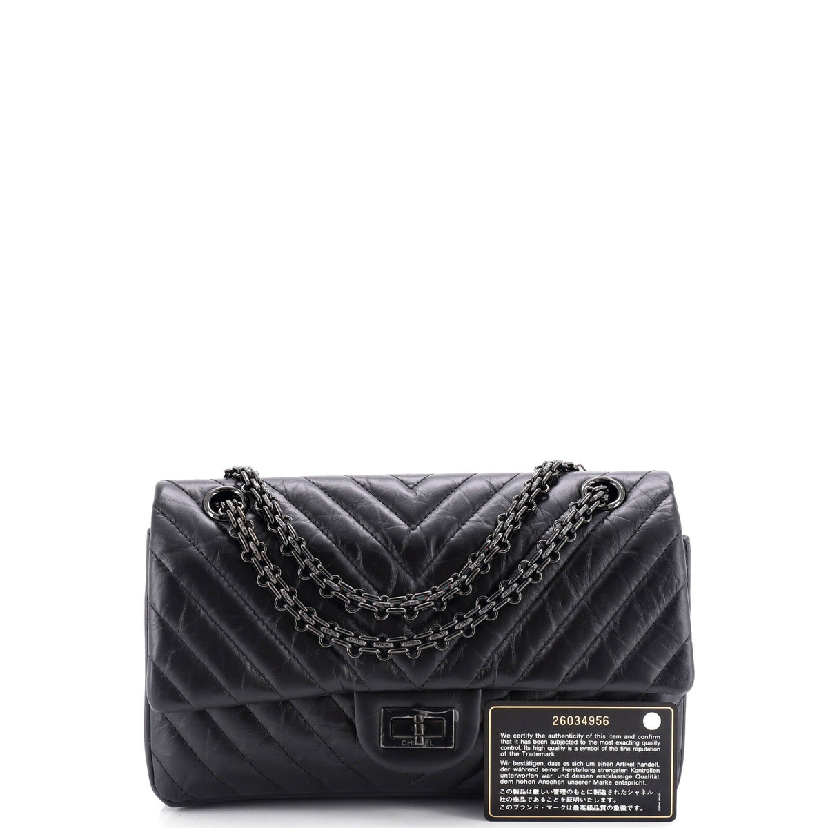 So Black Reissue 2.55 Flap Bag Chevron Aged Calfskin 225
