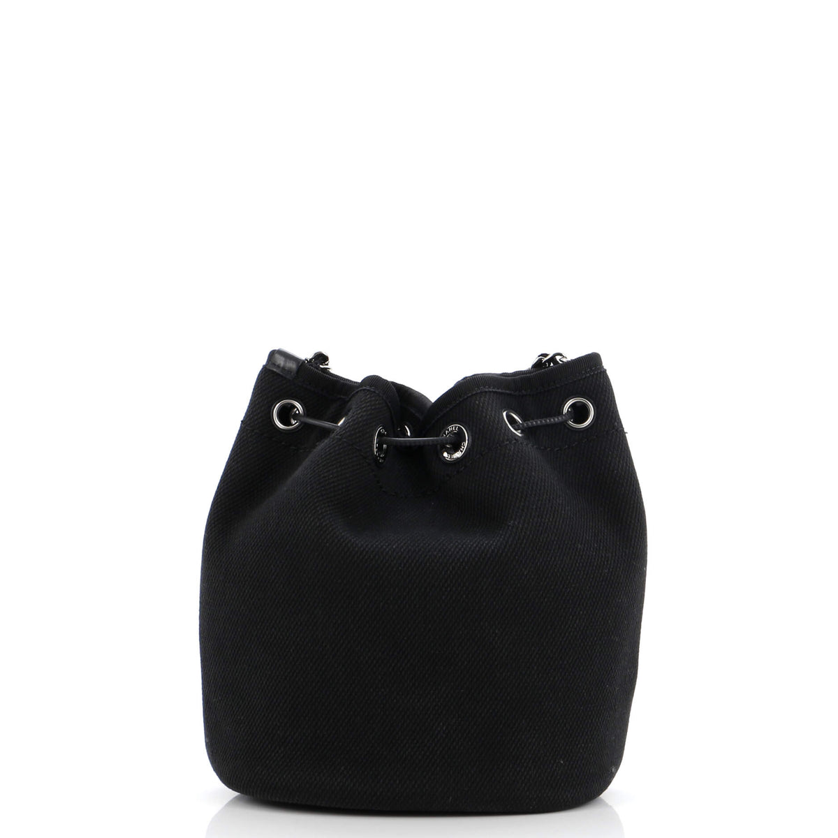 Deauville Drawstring Bucket Bag Pearl Embellished Canvas Small