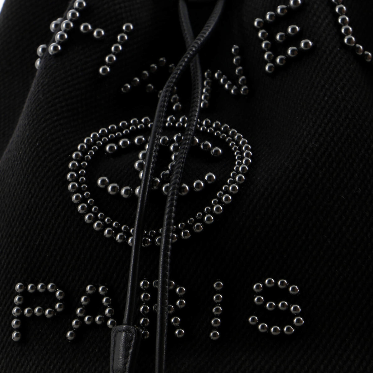 Deauville Drawstring Bucket Bag Pearl Embellished Canvas Small