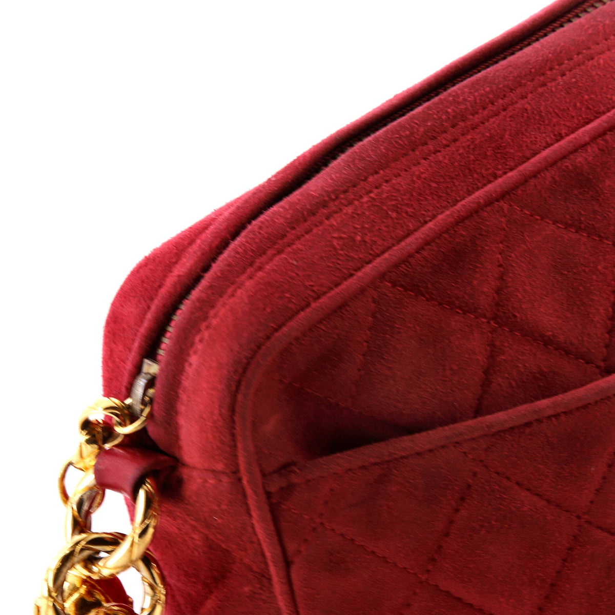 Vintage Front Pocket Camera Bag Quilted Suede Medium