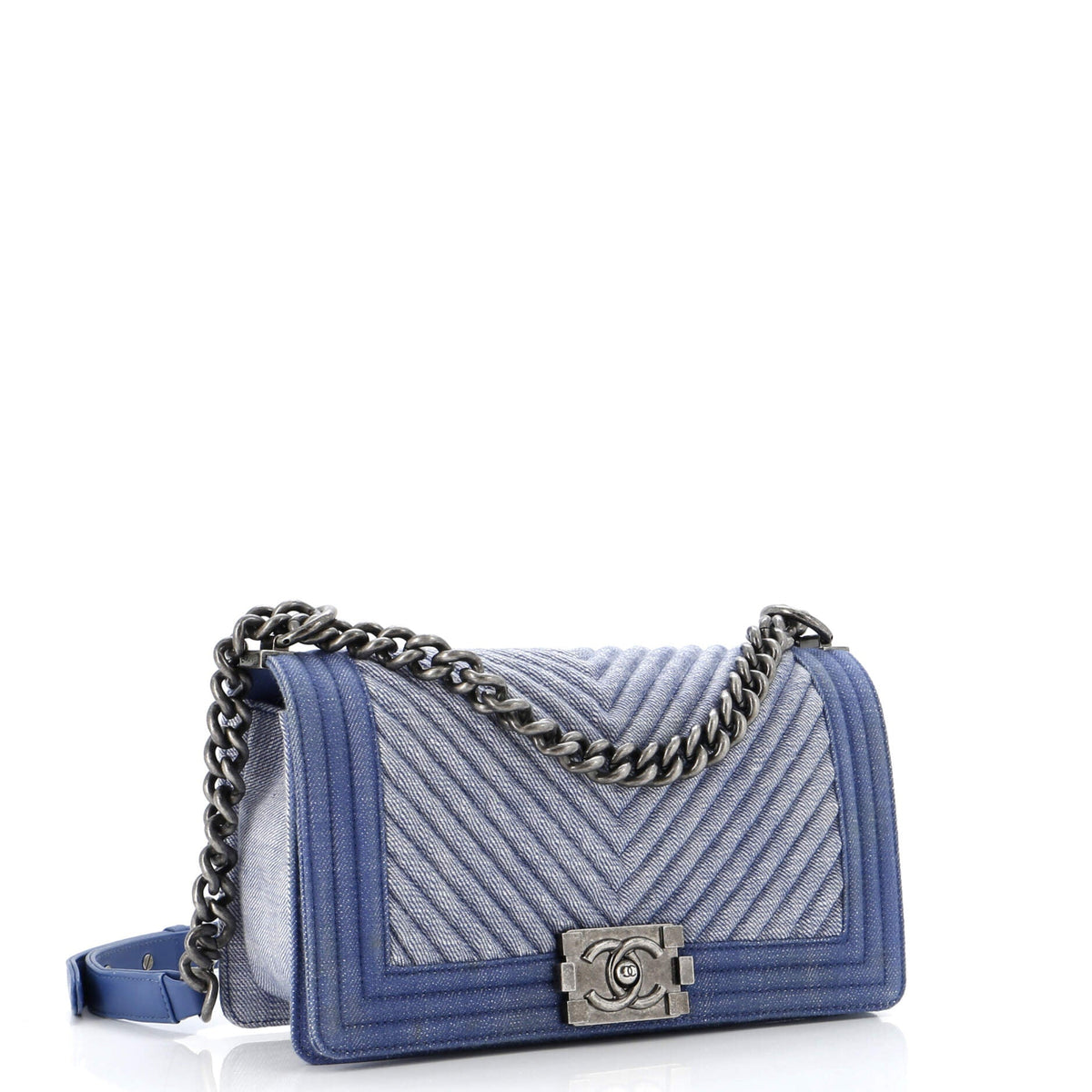 Boy Flap Bag Chevron Denim Old Medium