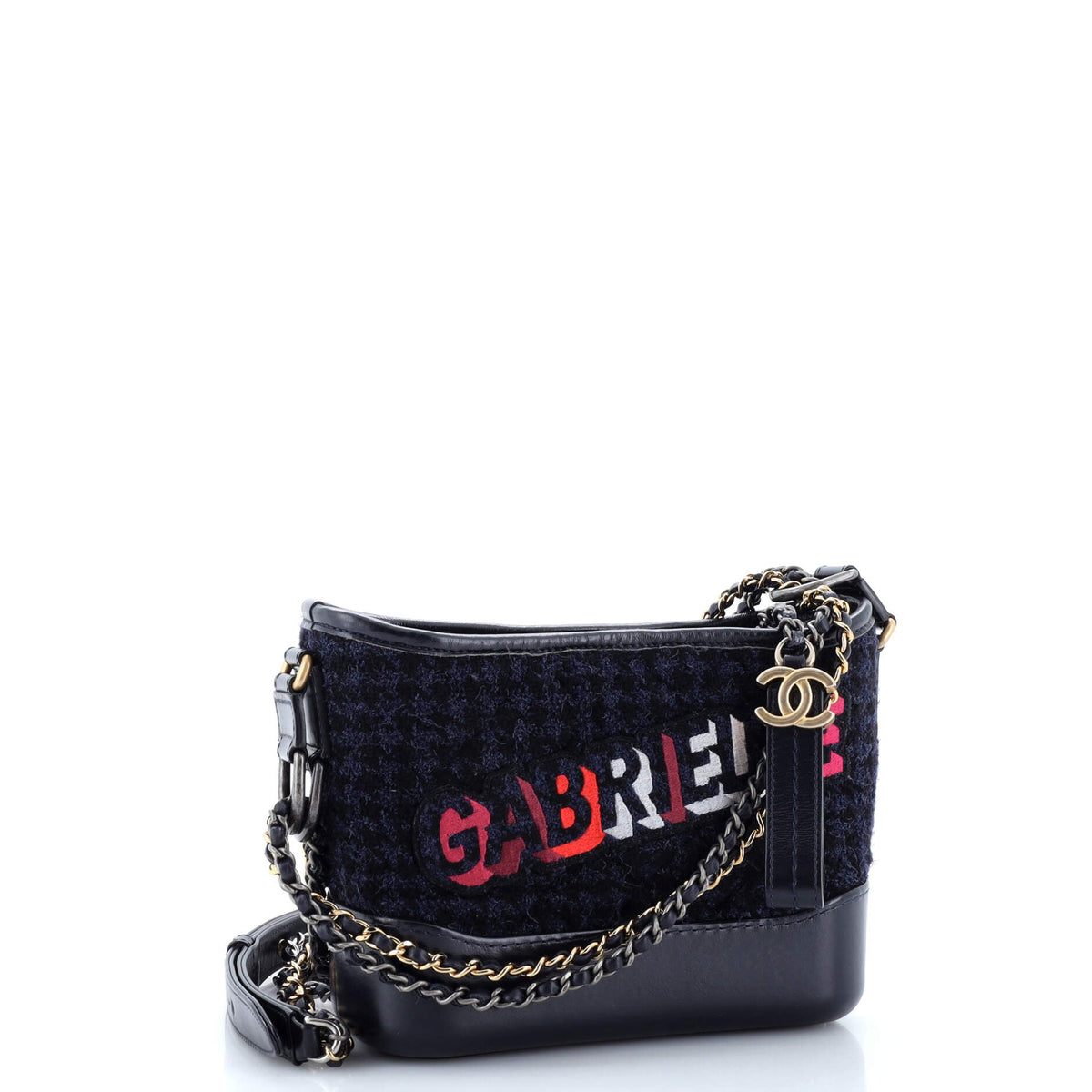 Gabrielle Logo Hobo Tweed and Calfskin Small