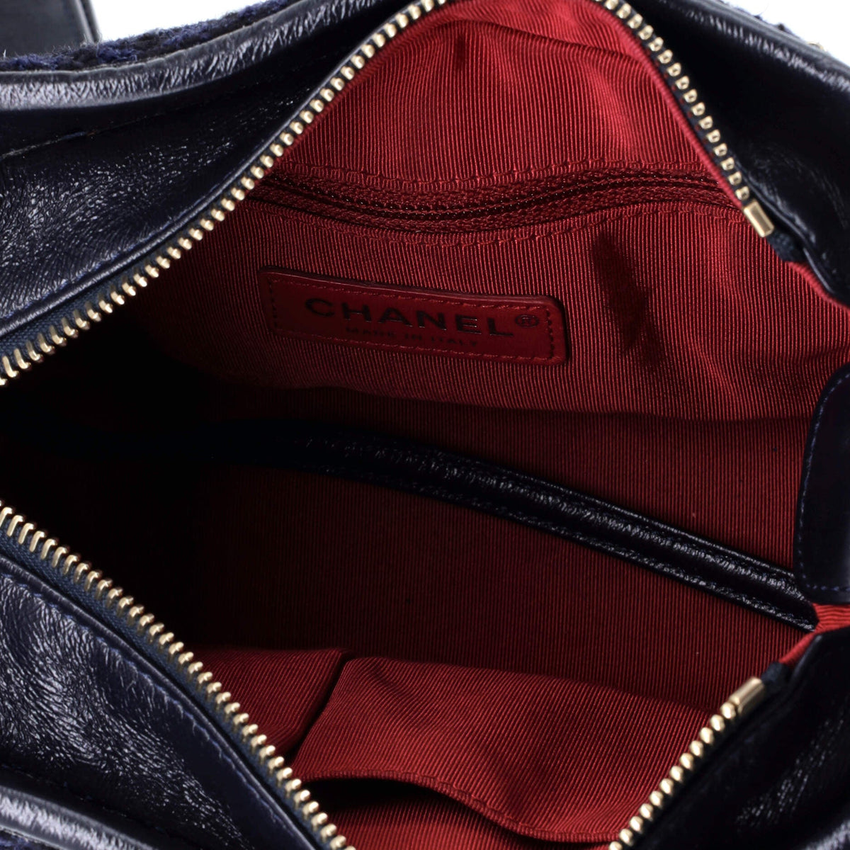 Gabrielle Logo Hobo Tweed and Calfskin Small